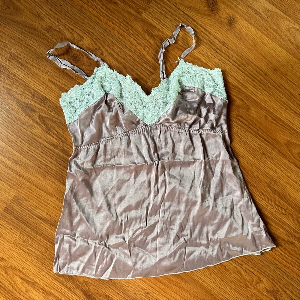 Vintage Women’s Small Moda International Silk Cami 90’s Y2K Lace Trimmed‎